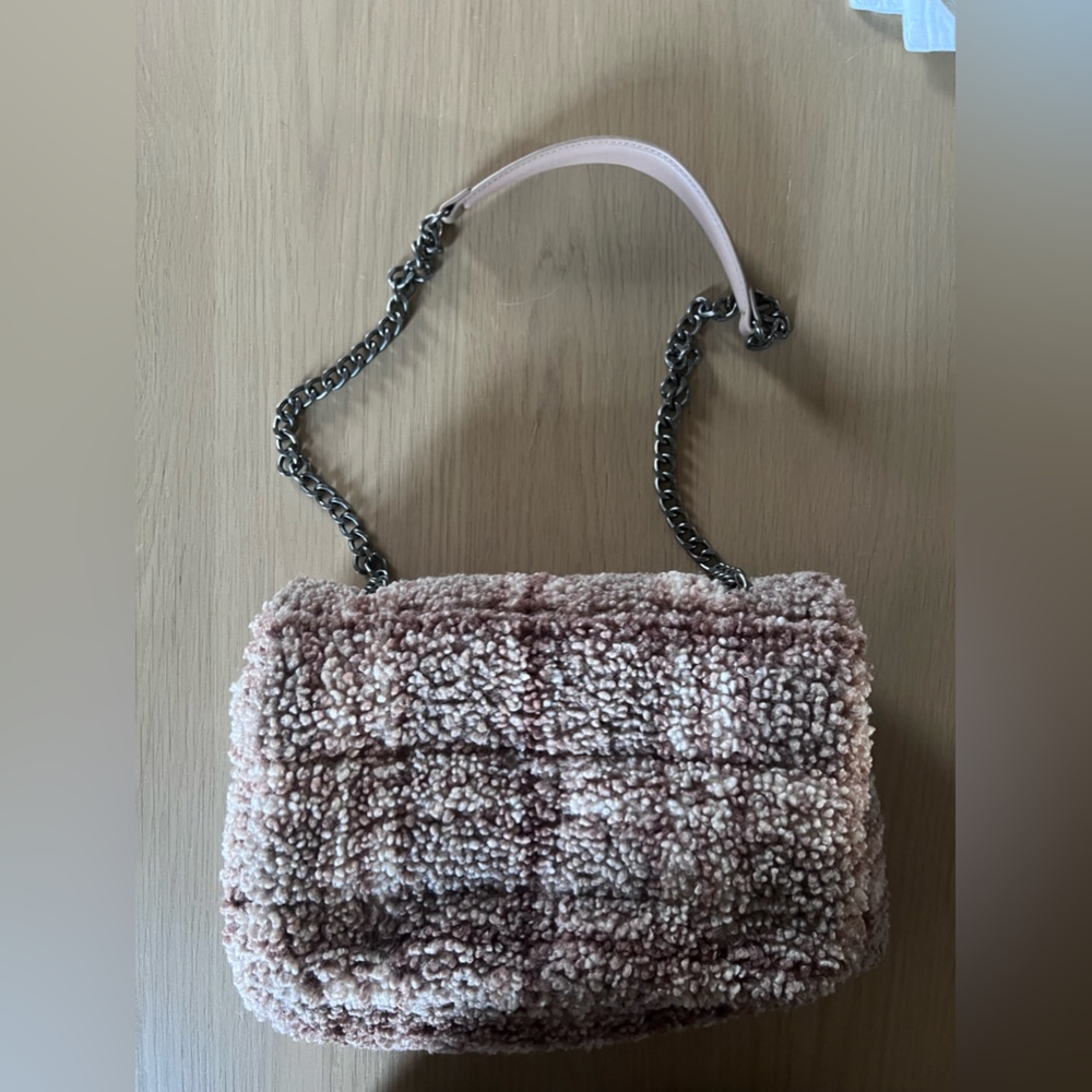 Zara Sherpa plaid shoulder bag